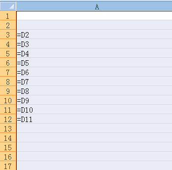 A3=D2单元格内容  A5=D4单元格内容。这个用函数怎么做