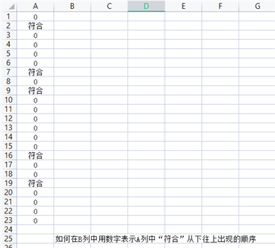 在电子表格中如何用数字表示一个内容出现的顺序