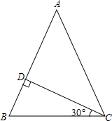 如图，在三角形ABC中，CD⊥AB于点D,若AB=5，CD=2根号3，∠BCD=30°，求AC的长