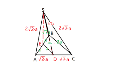 三棱锥S-ABC中，AB丄BC，AB=BC,SA=SB=SC=AC，D为AC的中点，则直线SD与直线BC所成角 的大小是