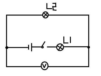 电路如图所示，闭合开关后，电压表示数为？