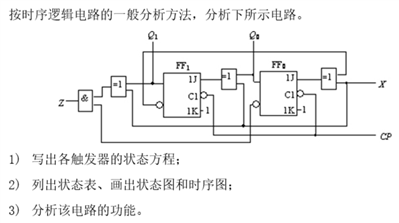 按时序逻辑电路的一般分析方法，分析所示电路