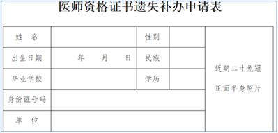 芜湖市医师资格证书遗失补办申请表在哪里下载