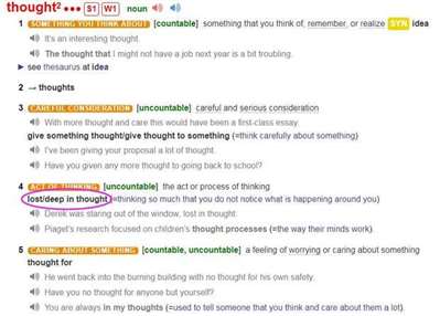是“lost in thought”还是“lost in thoughts”