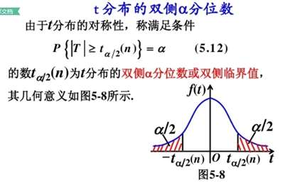 对于给定的0﹤α﹤1，由P｛|t(n)|﹥λ｝=α所确定的实数称为t(n)分布的水平双侧分位数对吗？