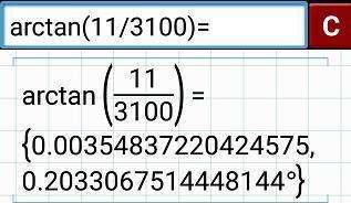 a=arctan（11/3100）,b=arctan（11/5000）,a+b等于多少