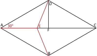 菱形ABCD中，对角线AC=3，∠ADC=120°，E是AC上一动点，则EA+EB+ED的最小值