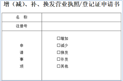 《申请增（减）、补、换营业执照/登记证申请书》在哪里下载