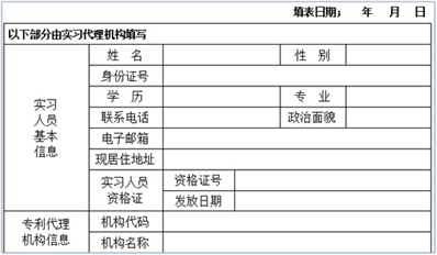 专利代理人实习申请表去哪里下载