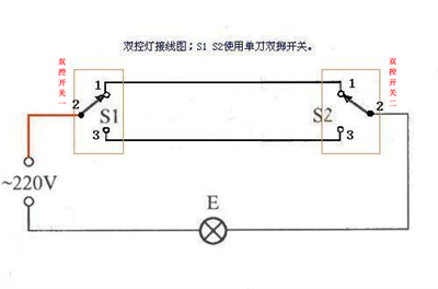 两个开关各有一根火线，其中一个开关有灯控制线，两个开关之间跑了一根线，怎么接双控