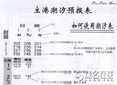 请问大连长兴岛的潮汐表